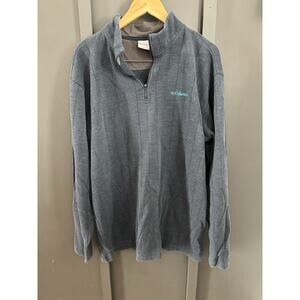 Mens Columbia Brown 1/4 Zip Logo Pullover Sweater Size 2XLT Tall Cotton Blend